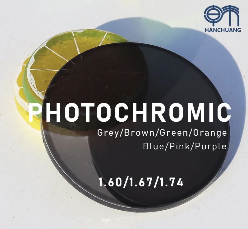 photochromic eyeglasses 1.60/1.67 all index blue block anti blue transition single vision green blue coating spectacle lenses