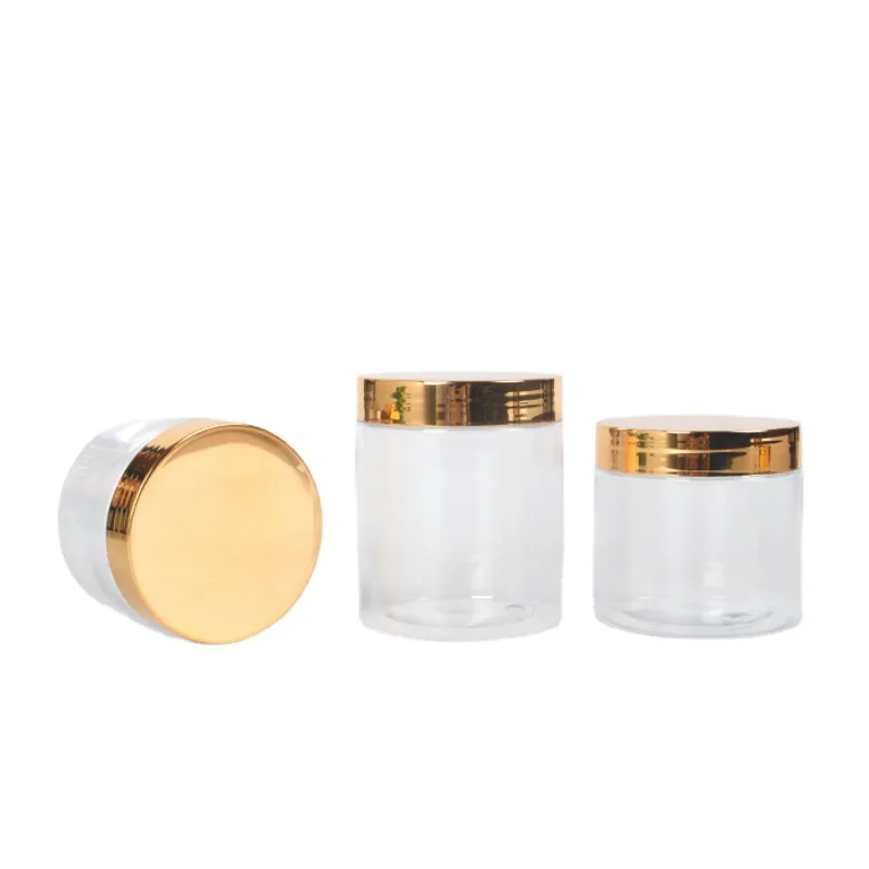 50ml 100ml 150ml 200ml 250ml cosmetic cream pet containers gold lid containers plastic jar