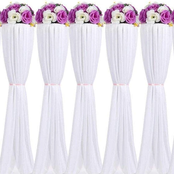 Silk Pillar Column Stand Set 5Pcs Artificial Flower Column Display Wedding Centerpiece Plastic Road Lead Flower Stand