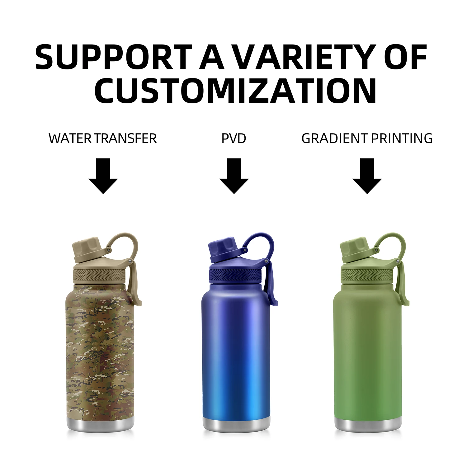 Factory supply 18/8 bpa free 32 oz custom logo stainless steel set water bottle