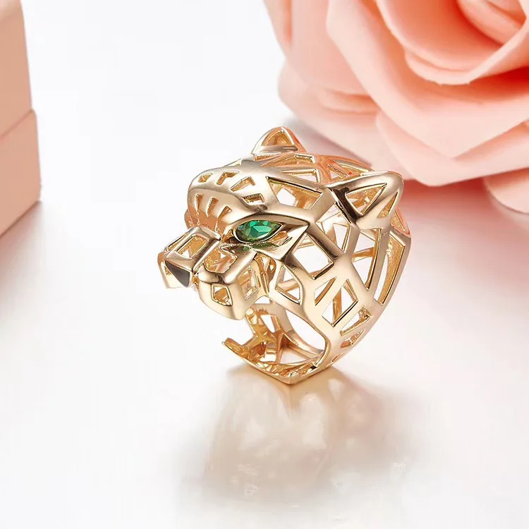 MA YIN FANG anillo leopardo plata 925 chapado anillo de plata de ley women 18k rose yellow gold plated 925 silver leopard ring