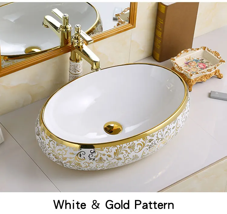 Modern Above Counter Oval Basin Ceramic Solid Surface Table Top Wash Basin Bathroom Vessel Sink