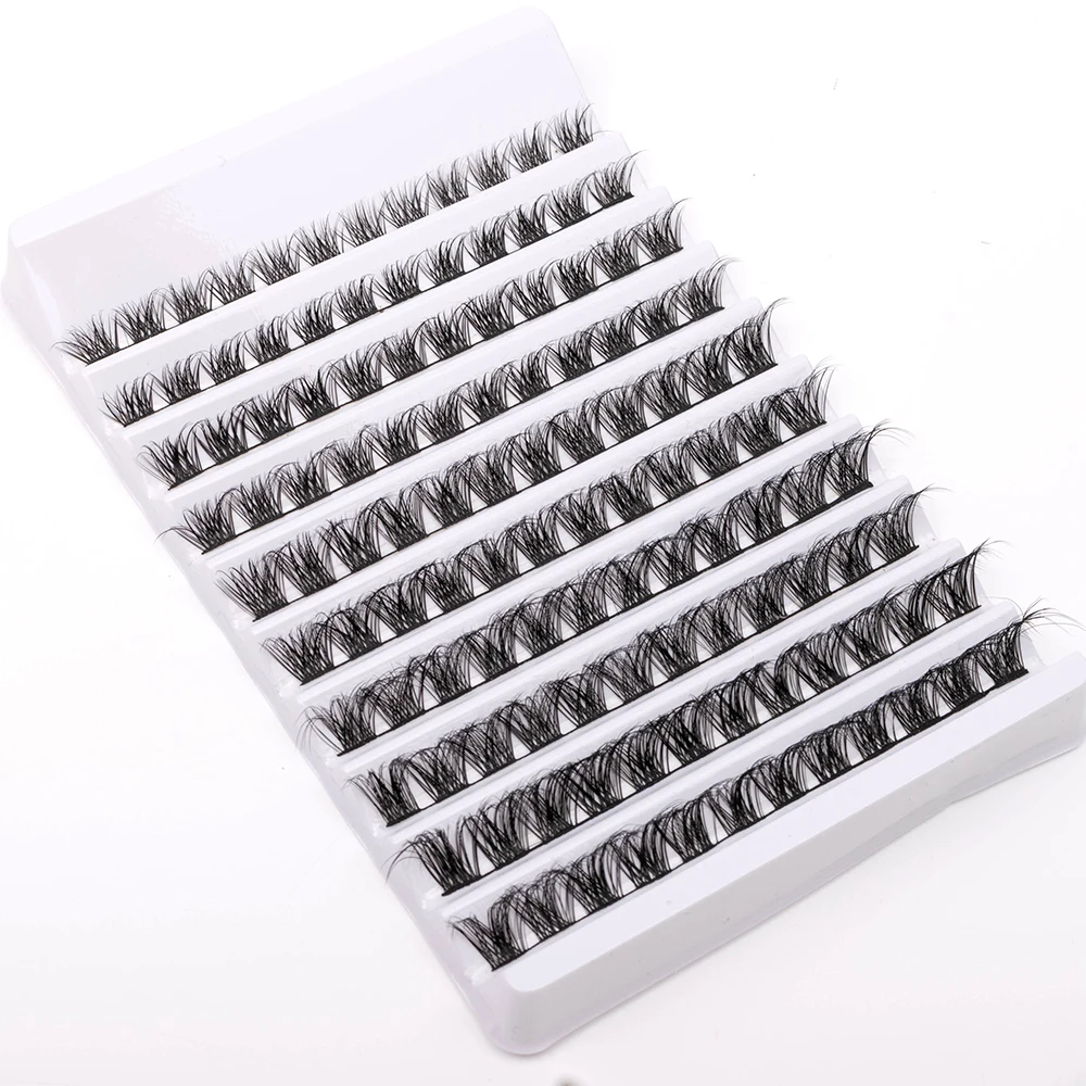 Yiernuo Wholesale Grafted Eyelashes Color Hot Melt Cluster Handmade Colorful Thick Cross False Eyelashes custom private label