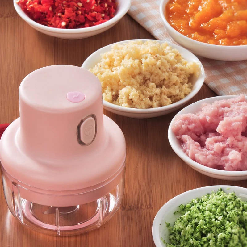 250ml Kitchen Gadgets Food Grade Baby Food Processor Smart Electric Meat Mincer Onion Vegetable Chopper
