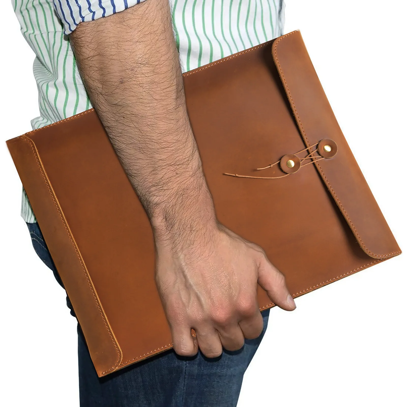 Boshiho Portable Vintage PU Leather Briefcase Fashion Office Paper Organizer Large Capacity for Storing Documents Data Contracts