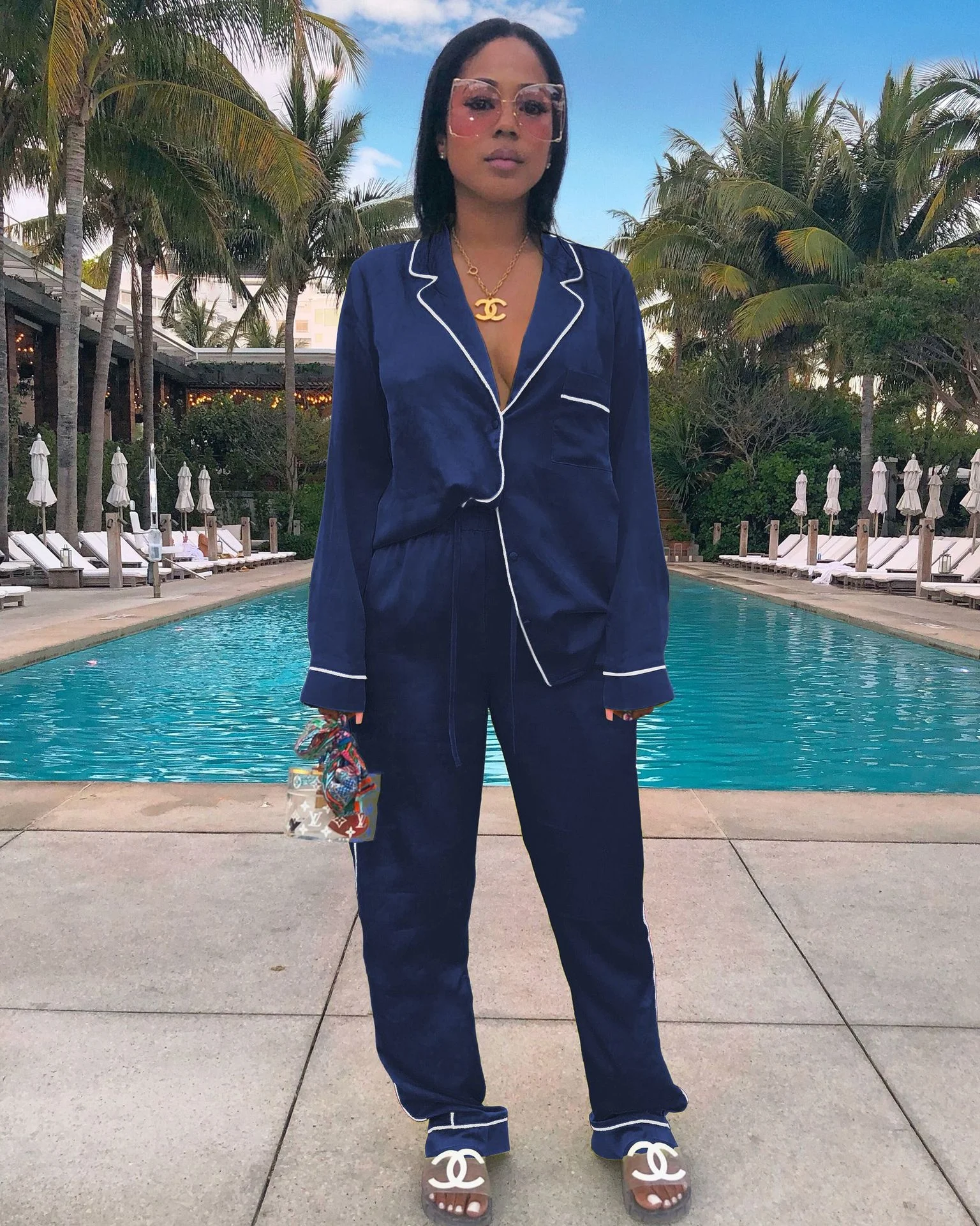 Женская кружевная шелковая Осенняя пижама из 2 предметов, женская одежда для сна, атласный комплект для сна