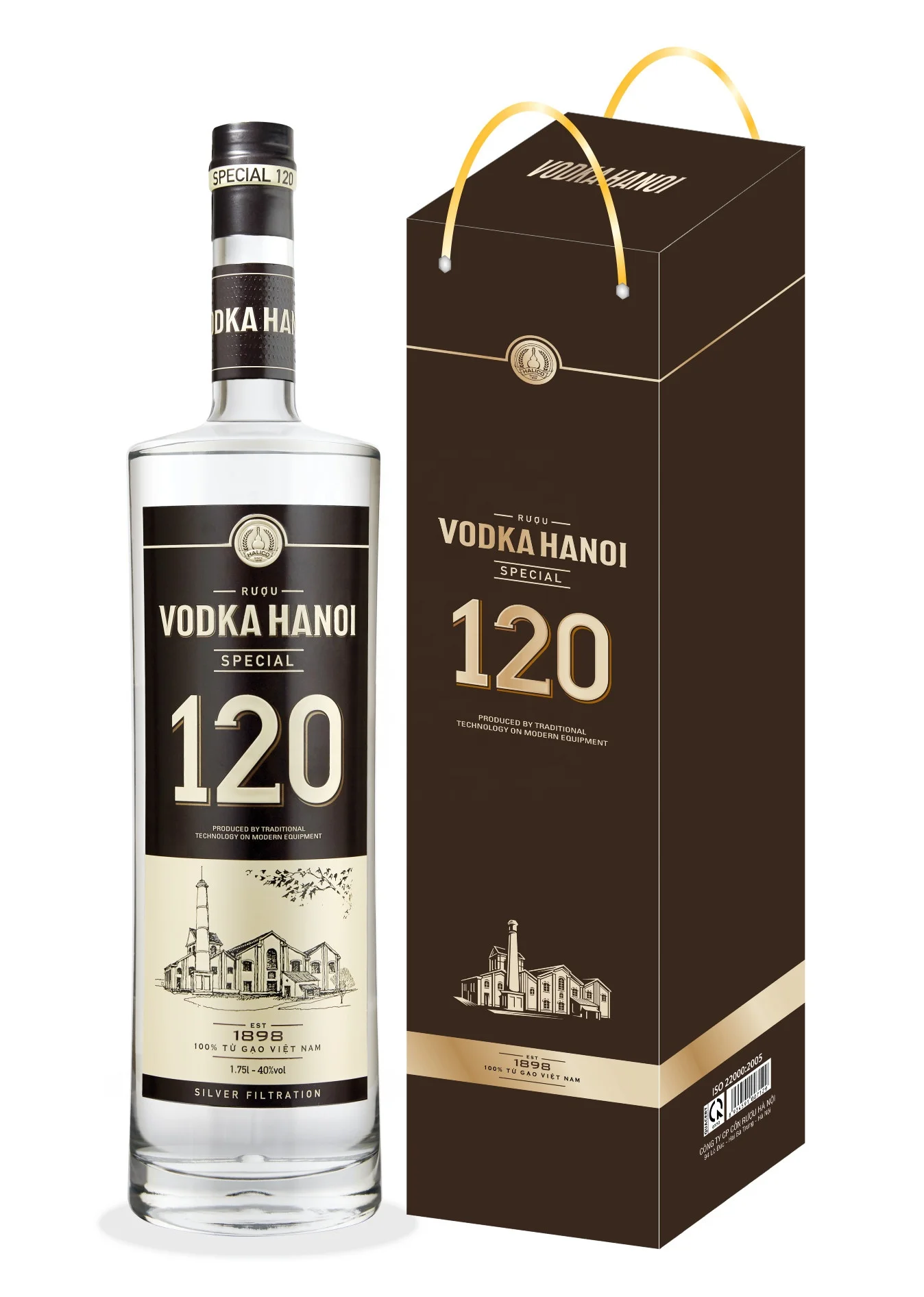 New Arrival Premium quality vodka and spirits 40% 1.75L Halico factory Vodka Hanoi Special silver filtration from Vietnam