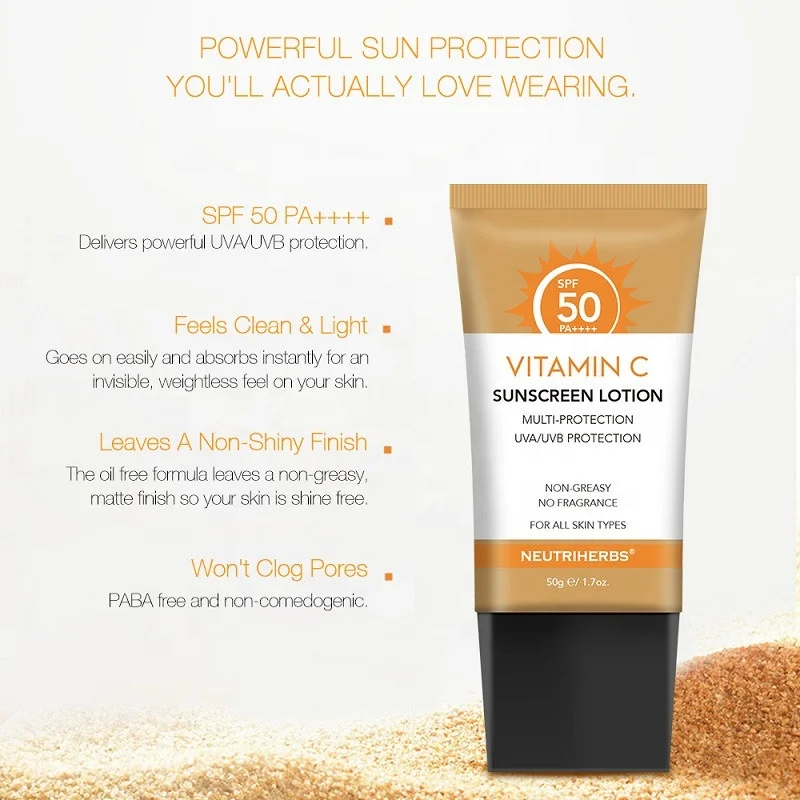 Wholesale UVA UVB Protector Long Lasting Face SPF 50 Facial Vegan Sun Cream Sunscreen
