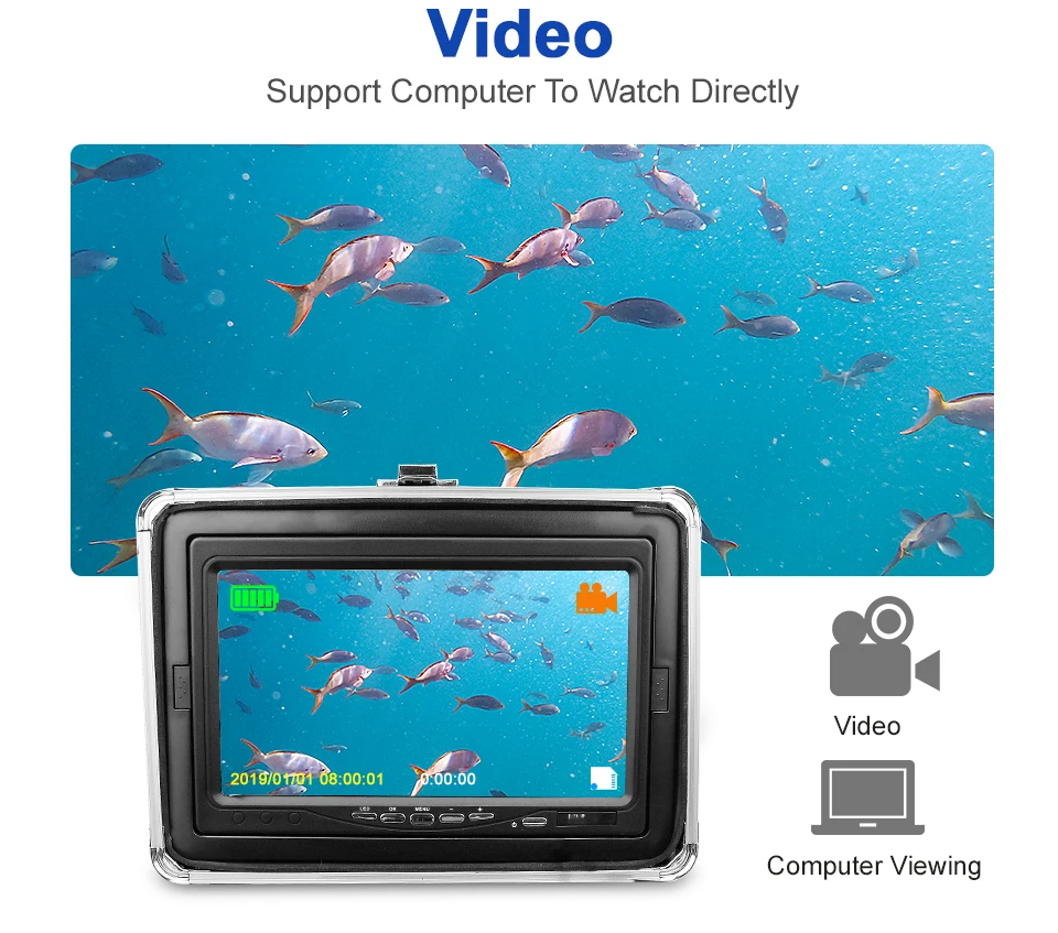 LUCKY Boat Long Range Fish Finder Power Battery Fish Finder For Boat Ice Fishing Detector