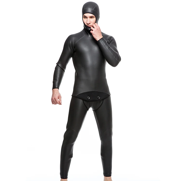 Customized Adults Men Soft and Durable 2-PCS Smooth Skin Neoprene CR Wetsuits Spearfishing Wetsuit With Hood