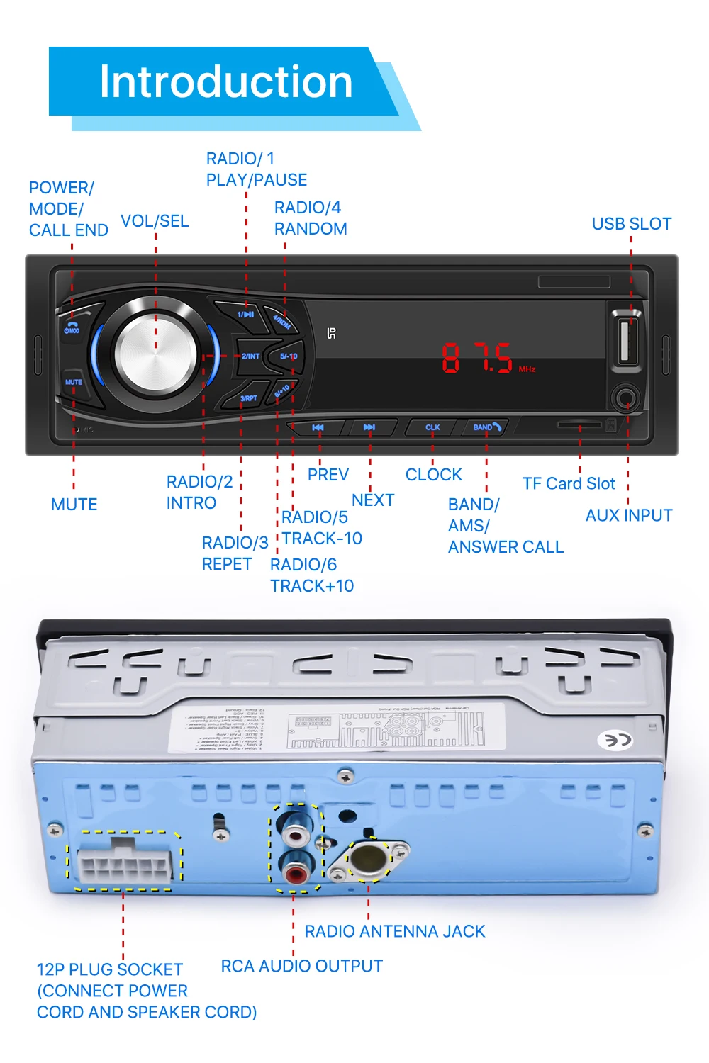24v автомобильный радиоприемник Fm 1 Din автобус Dvd плеер Аудио 4-х канальный усилитель Cd-плеер одновременное подключение двух телефонов MP3 / MP4 игроков