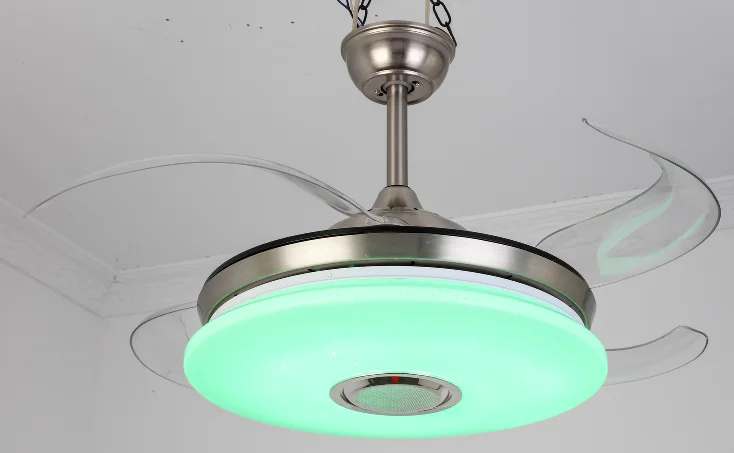 Modern indoor home remote control living room dining golden crystal ball ceiling fan