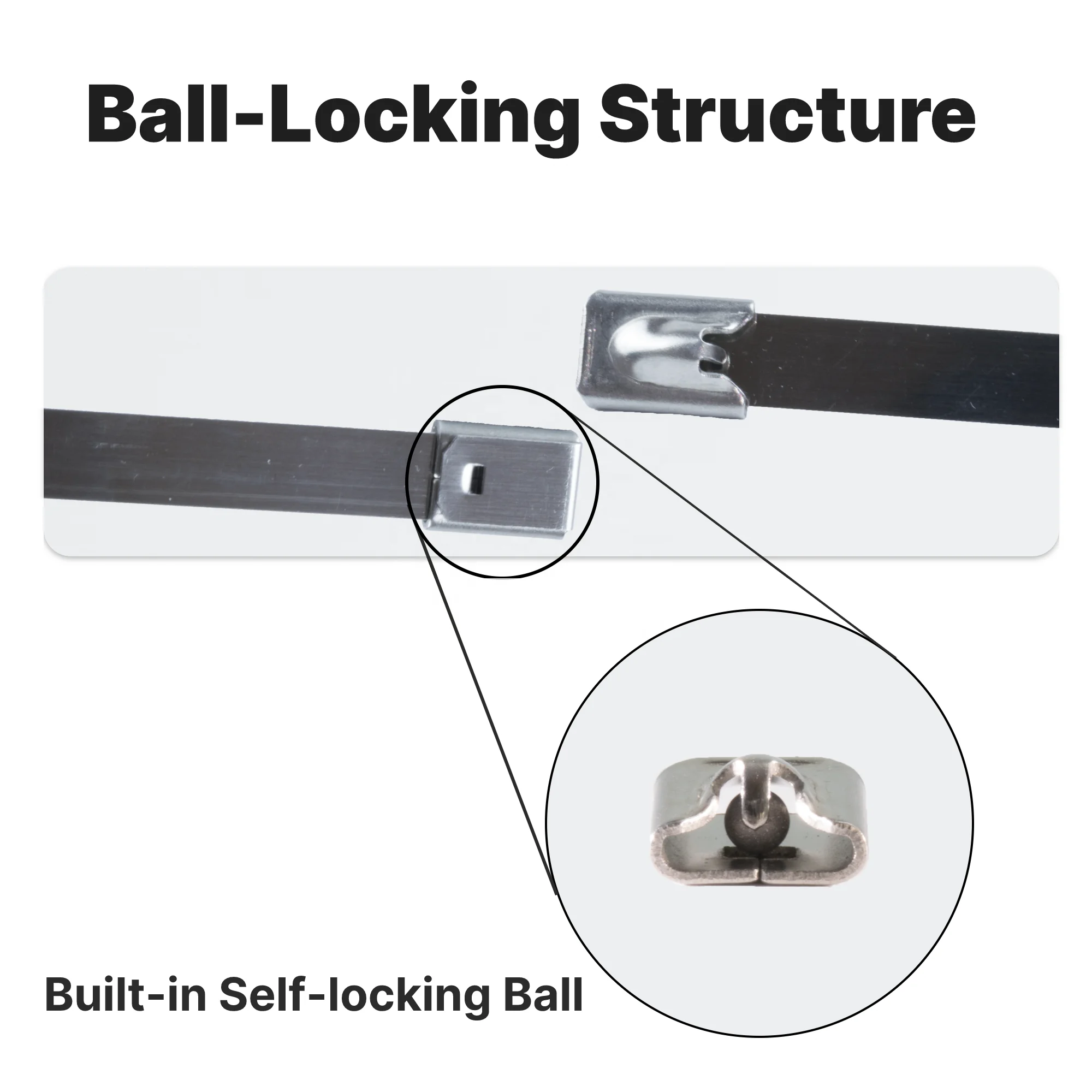 304 Stainless Steel Self-lock Cable Tie Adjustable Stainless Steel Cable Tie Steel Zip Tie