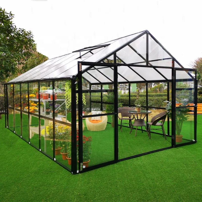 
4m / 5m Width Luxury Hobby Glass Greenhouse 