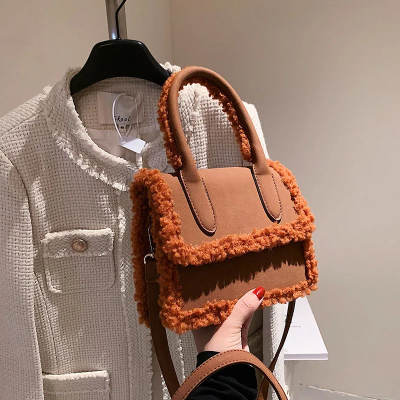 New Arrival Fashion Pu Leather Handbag Women Hand Bag Ladies Fur Bags