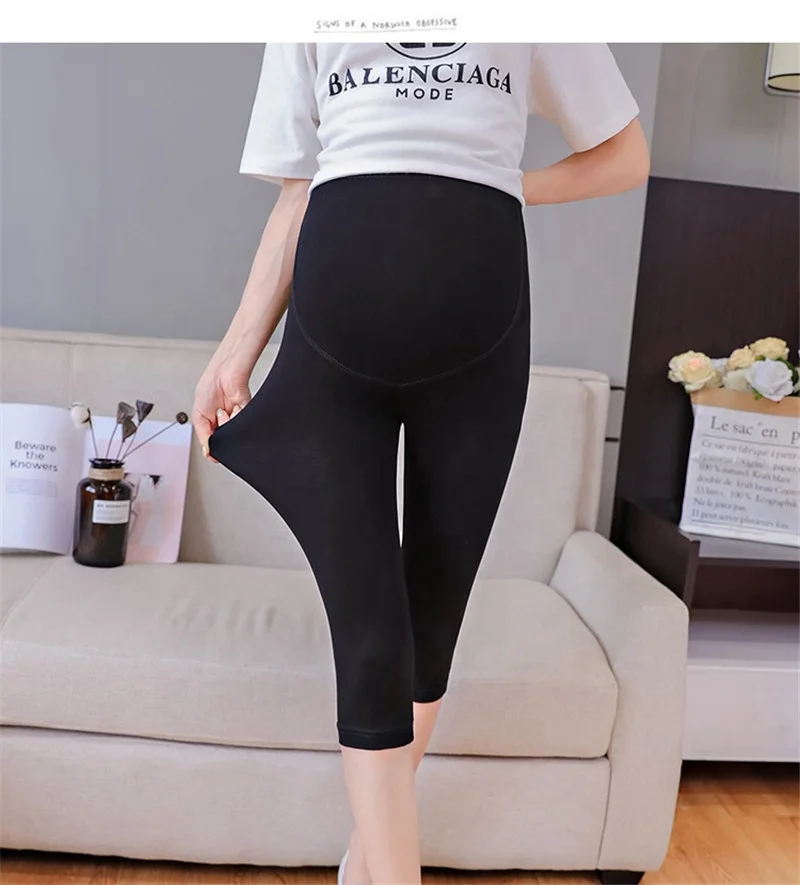 7/10 Length Thin Modal Skinny Maternity Legging Summer Hot Slim Elastic Waist Belly Legging for Pregnant