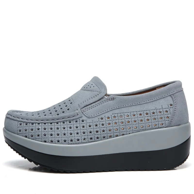 
women flat platform loafers shoes suede leather casual Wedges shoes slip on flats Moccasin shoes ladies 