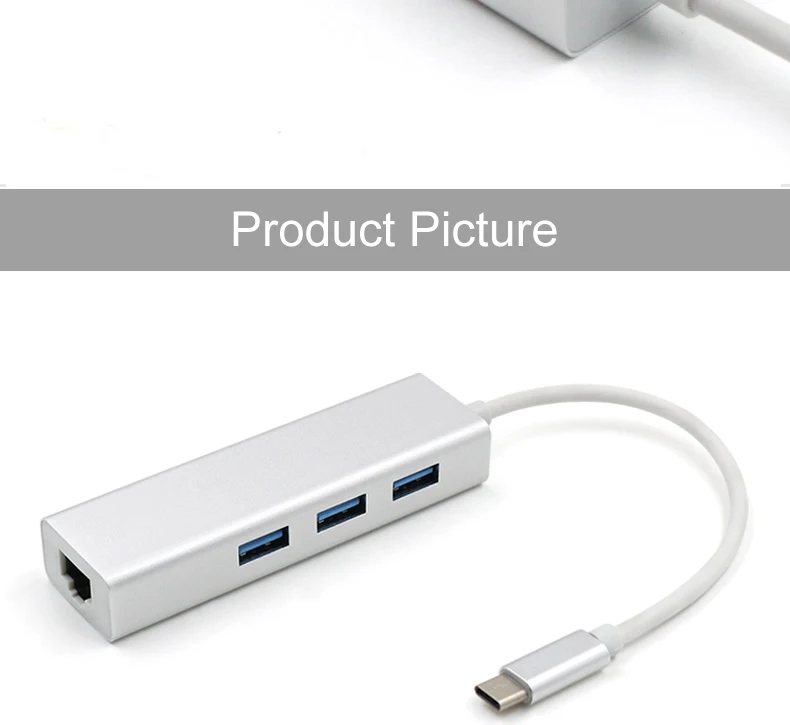 4 in 1 hub laptop 3 USB ports hub type C USB RJ45 hub adapter