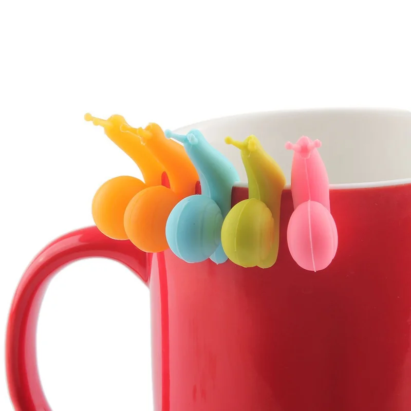 BPA Free Personalized Snail Tea Cup Tea Bag Holder Clips Organizer Silicone