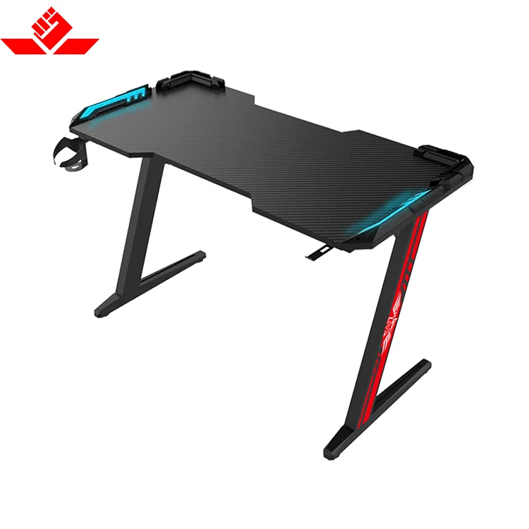 С подстаканником/крючком для наушников, офисная мебель, игровой стол, красный RGB 120 см, компьютерные столы, стабильная поддержка, черный игровой стол