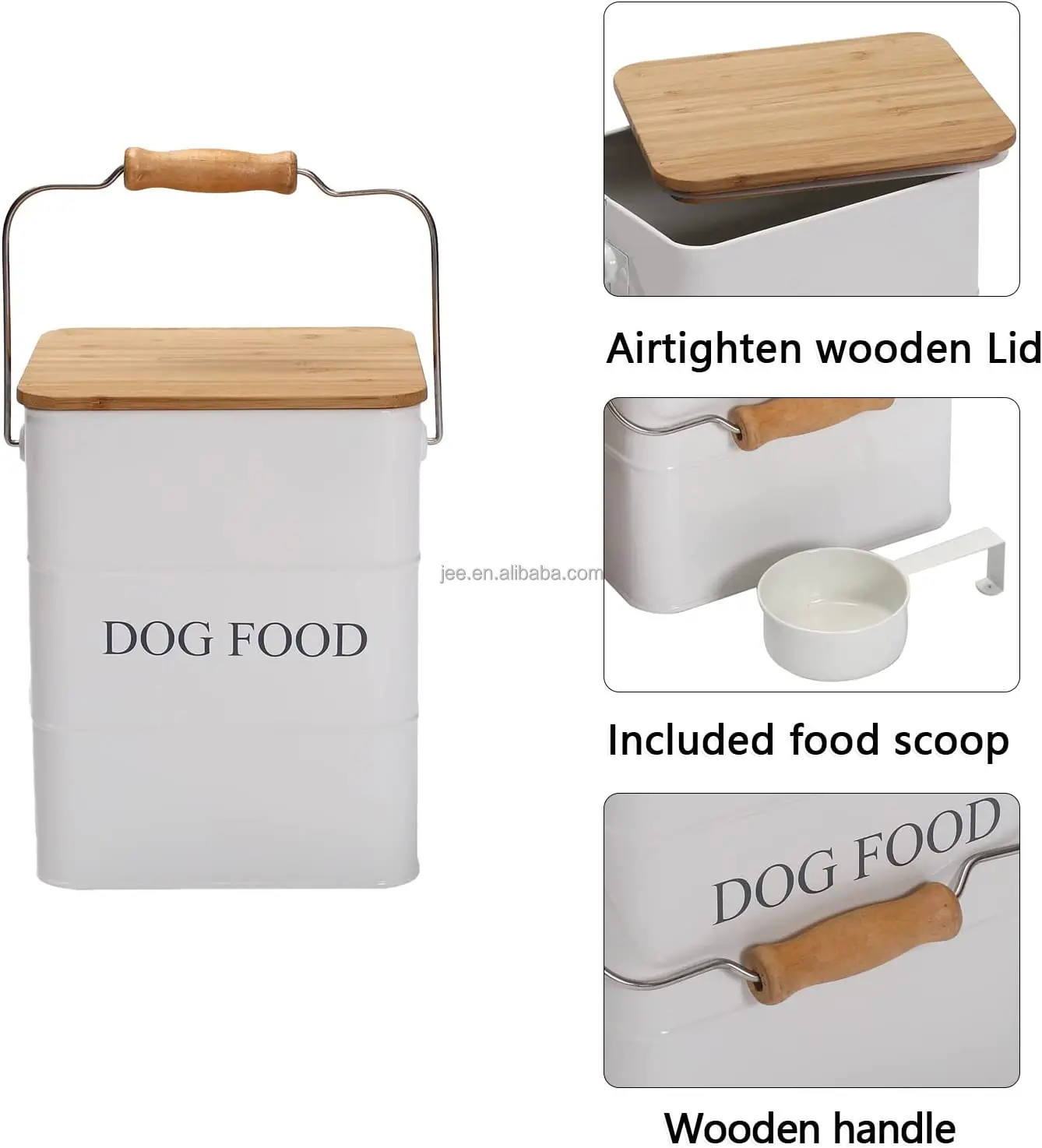 Home Large Storage Canister Metal Pet Food Storage Bin Dog Food Treat Bin Storage Box With Bamboo Lid
