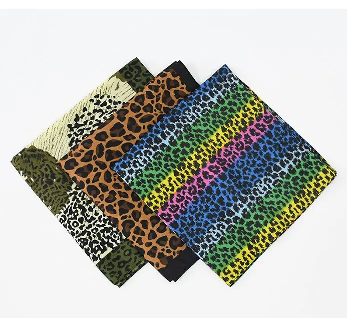 Women Square Scarf 54*54cm bandana Leopard Print Head Scarves Bandana Foulard Femme Muslim Headwrap babushka Scarf