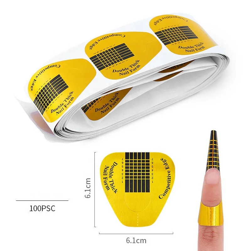 OEM/ODM Custom LOGO Holographic Paper Nail Art Extension Double Use Strong Soft Gel Dual Acrylic Nail Form