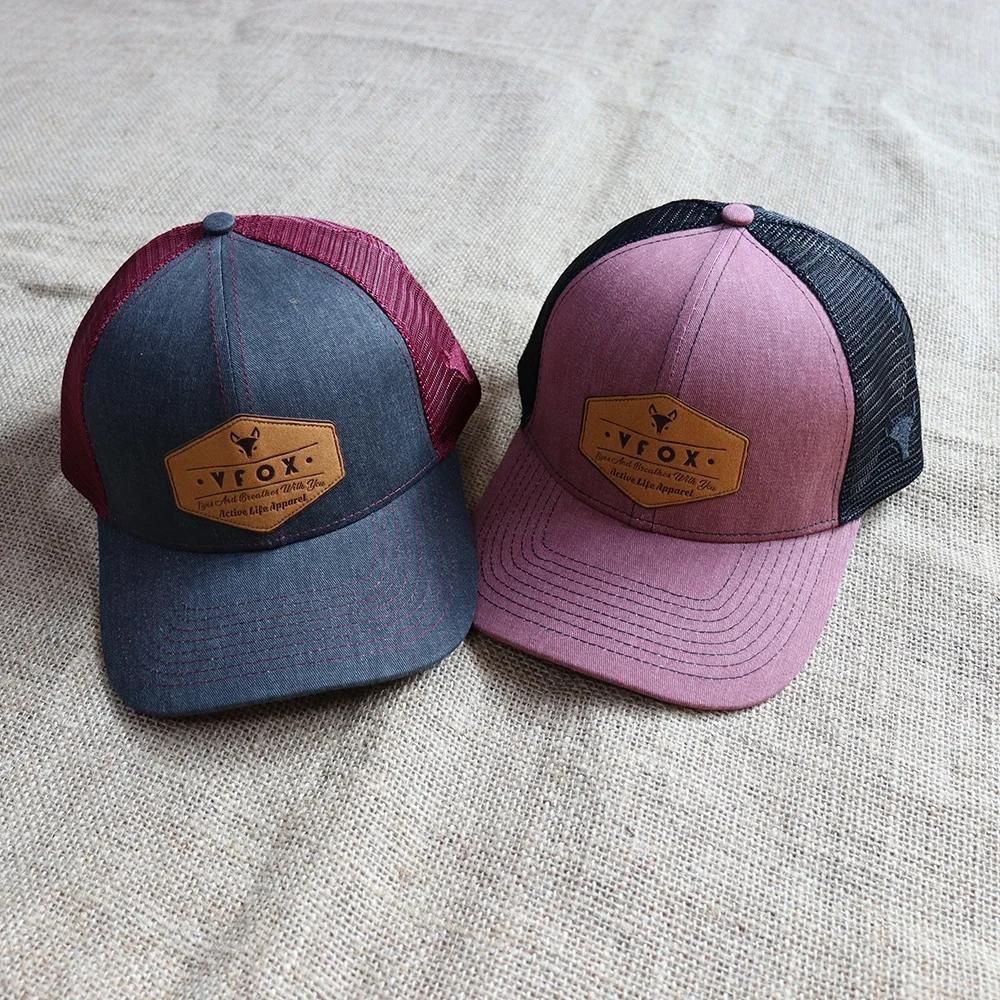 Factory Direct Personality Breathable 6 panel blue and purple Trucker cap with logo outdoor sports cap for men