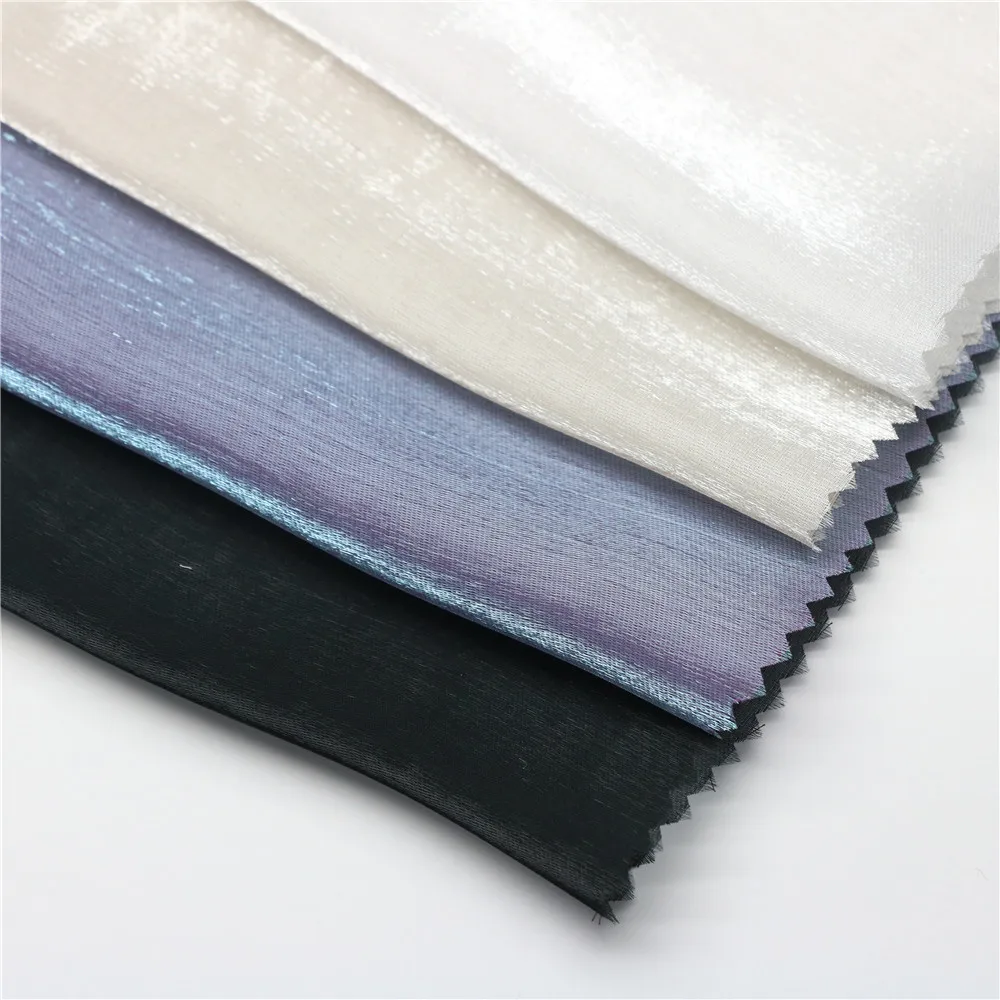 Cheap 100 Polyester Fabric Breathable Custom Bright Plain Bengaline Shimmer Fabric Organza
