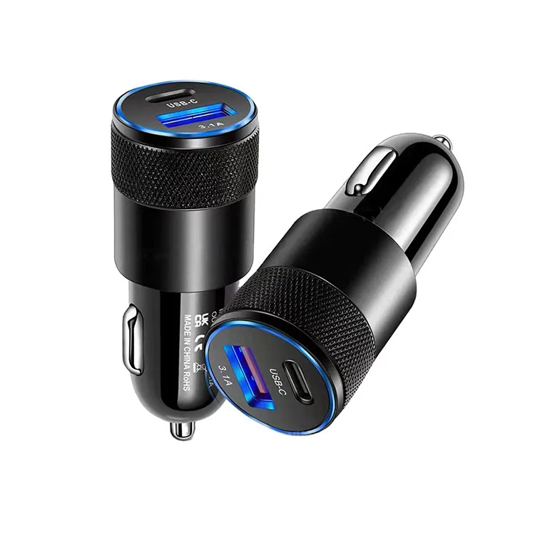 Hot Sale Fast Car Charger 3.1A/15W Mobile Phone USB Charger Adapter 2 Port Cigarette Lighter