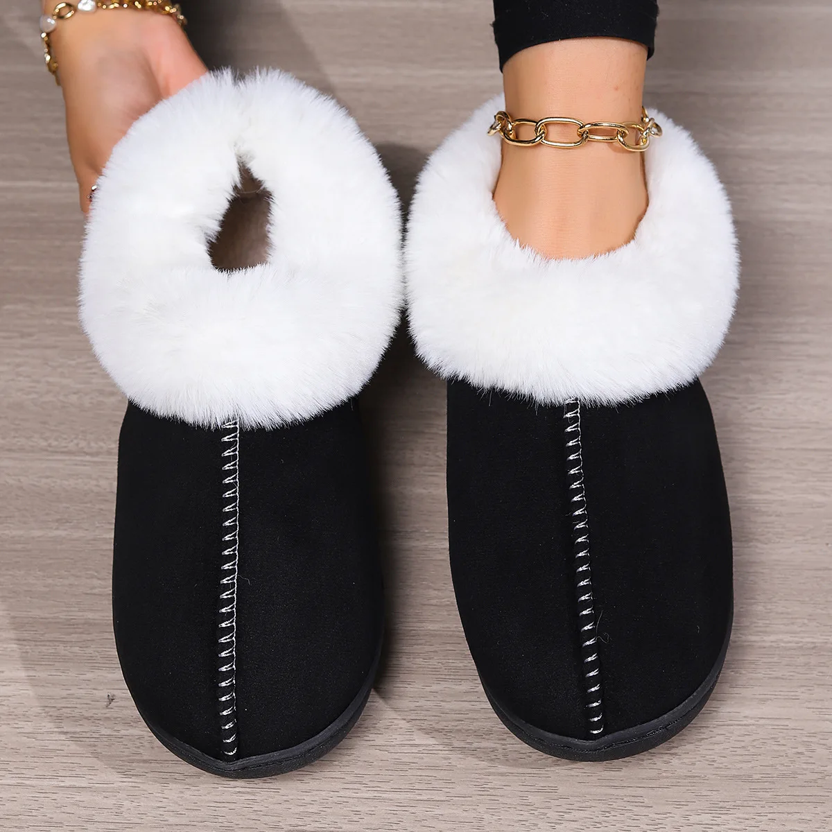 Customized Logo 2023 Winter Plush Sneaker Slippers Indoor Slides Funny Slippers  for Men women