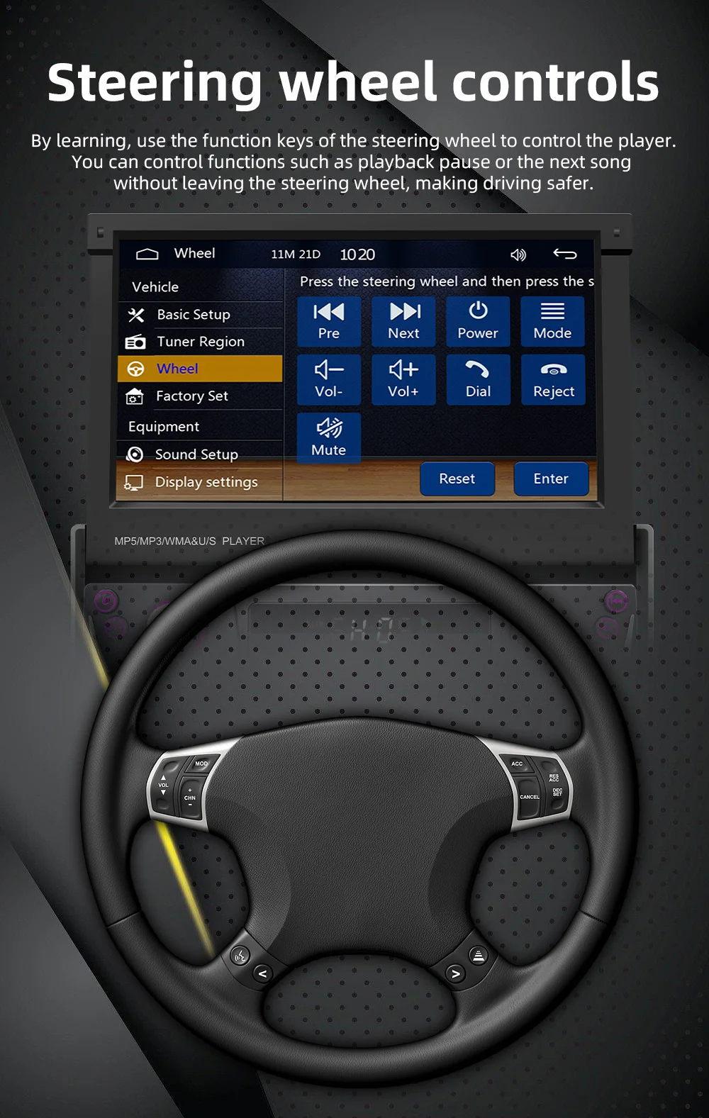 Universal 7 Inch 1 Din Car Radio Player Manual Retractable Car Stereo Wireless Carplay Mirror Link USB AUX Android Auto