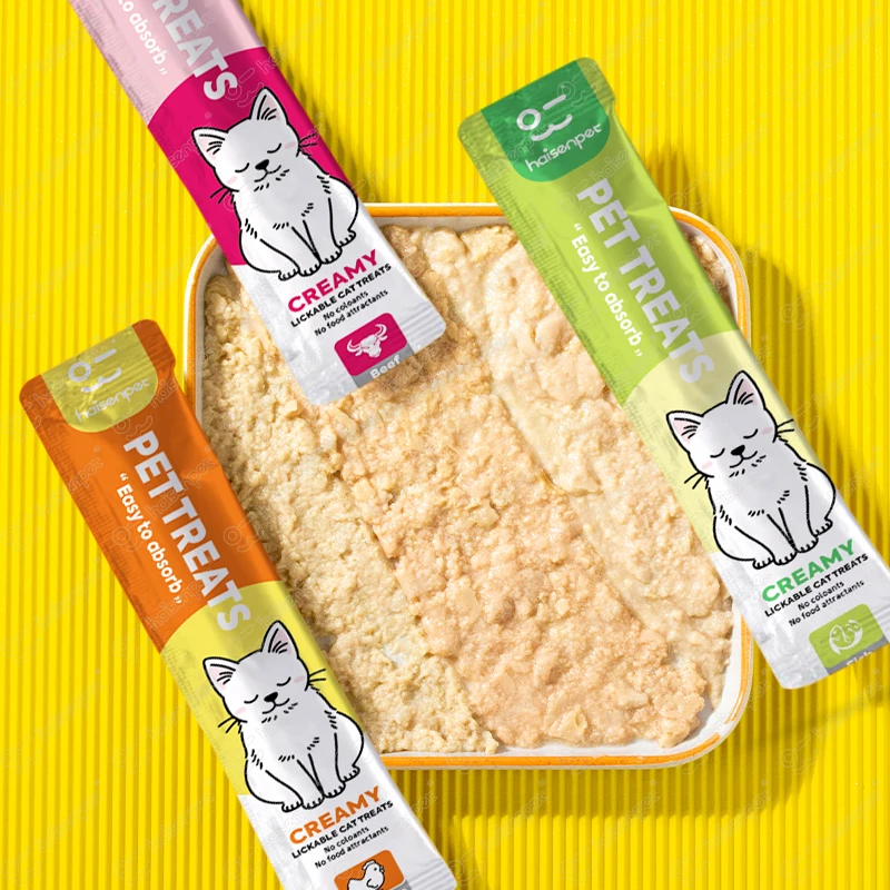 OEM ODM Kitten Snack Chicken Beef Fish Flavor Cat Treat Pet Wet Food