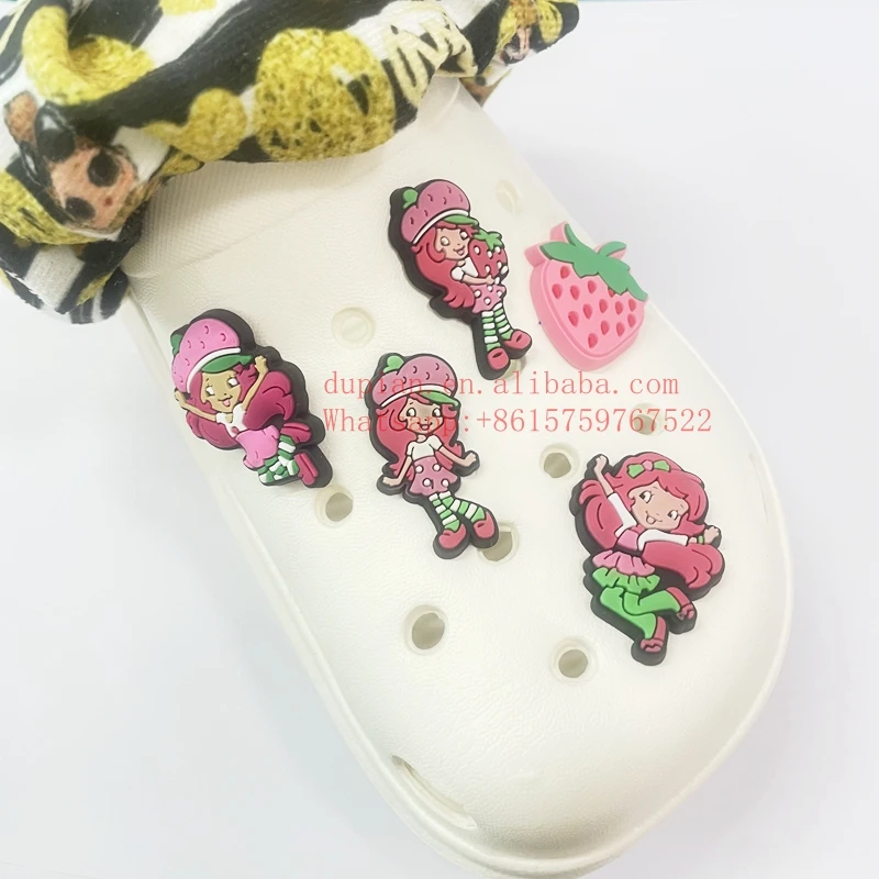 Strawberry Girl Wholesale Pvc Custom Clog shoe Charms Designer Shoe Decoration Bulk Pvc Shoe Charms Bulk Custom clogs Charms