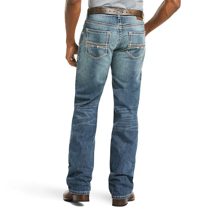 High Quality China Factory Cheap Price Custom European Style Man Slim Fit Blue Mid Rise Boot Cut Jean