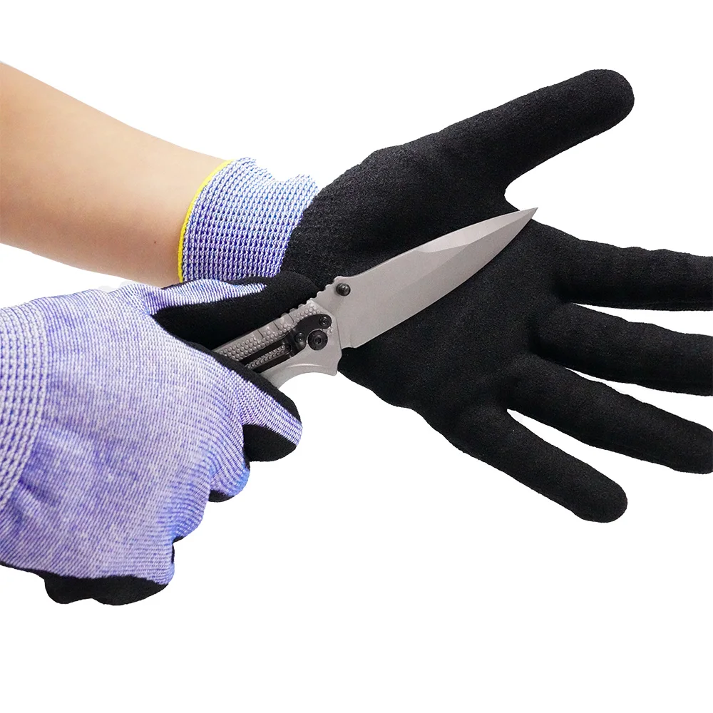 Manufactory 13 Gauge ANSI Cut A6 Sandy Nitrile Coated Good Grip Touchscreen  Industrial Work Gloves