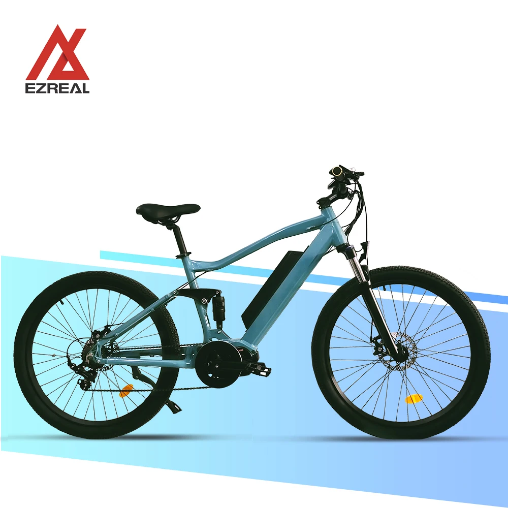 EZREAL Ready Stock 27.5 inch Alloy Full Suspension Frame 7 speed 48V 500W Mountain Bike Electric Bicycle Ebike