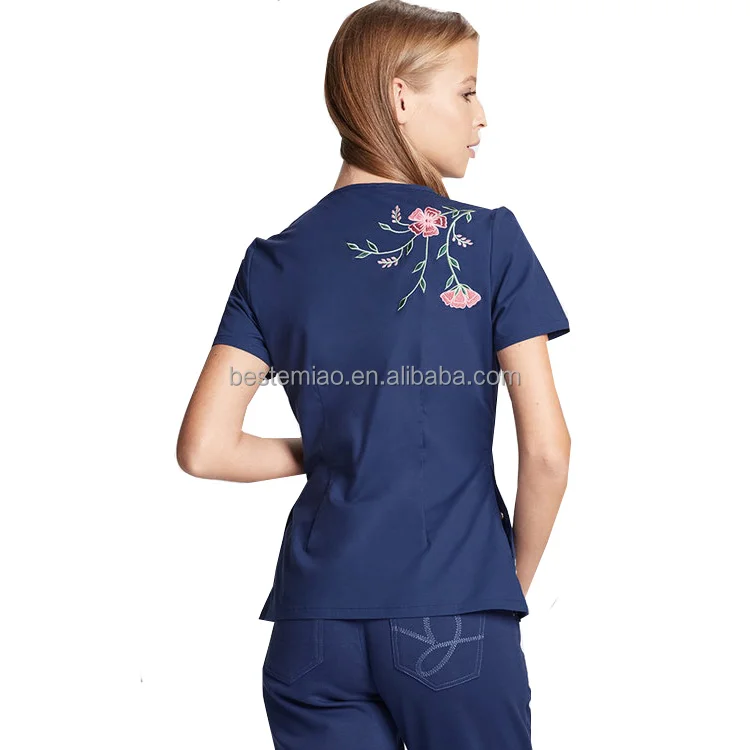 Unique Style V Neck Embroidered Medical Clothing Hospital Uniform for nurses Hospital Clothing Scrub Clothes Uniform
