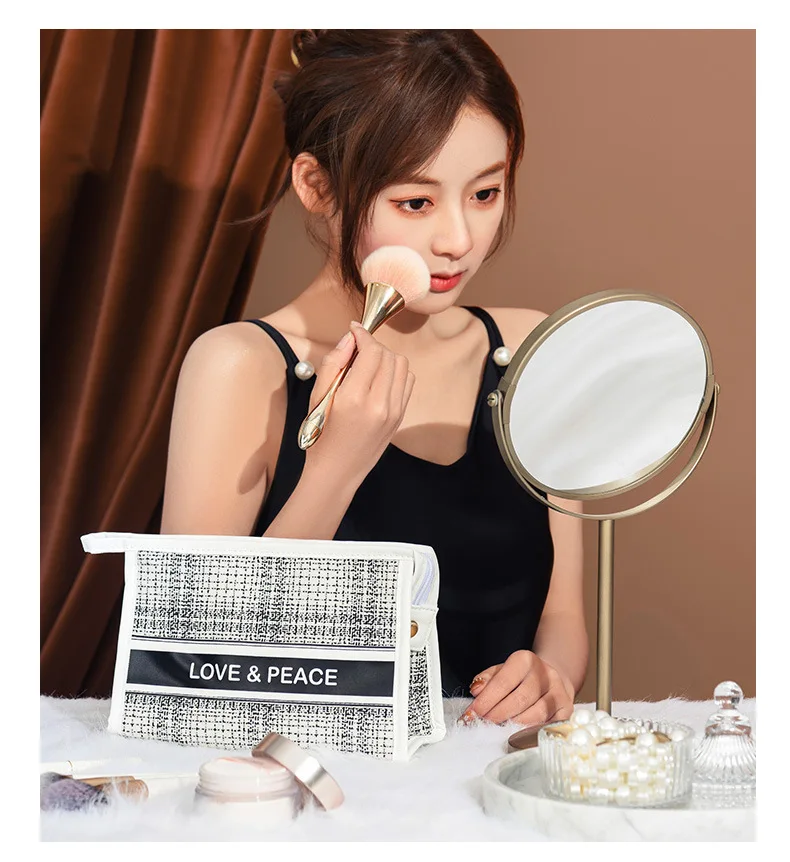 OEM/ODM New Design Beauty Designer Large Capacity Summer Women Polyester Zipper Toiletry Cosmetics Bags Make up bag