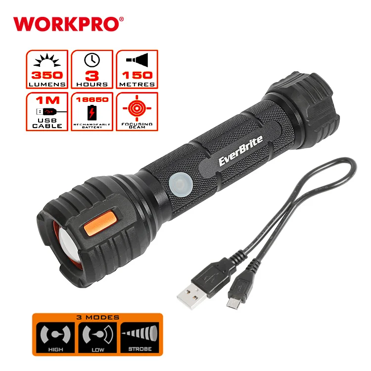 Мощный фонарик Everbrite тактические перезаряжаемые фонарики для лагеря с USB охоты полиции военные