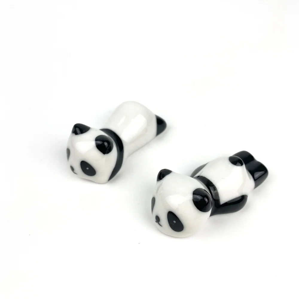 hot sale 5prs  Fiberglass  bamboo   chopsticks   5pcs  ceramic panda rest for Gift BOX Dishwasher safe