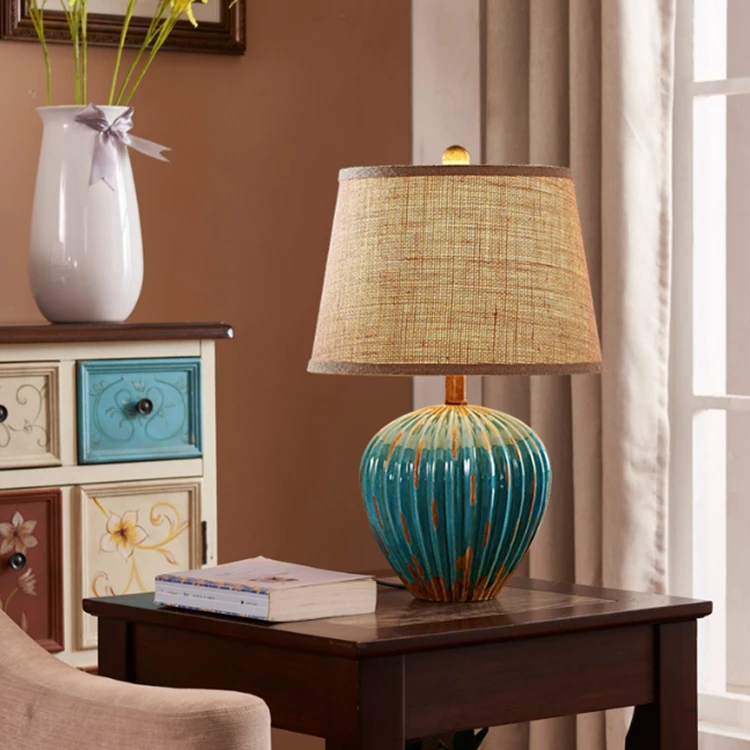 hotel home decor living room decorative Chinese bedroom antique blue ceramic table lamps