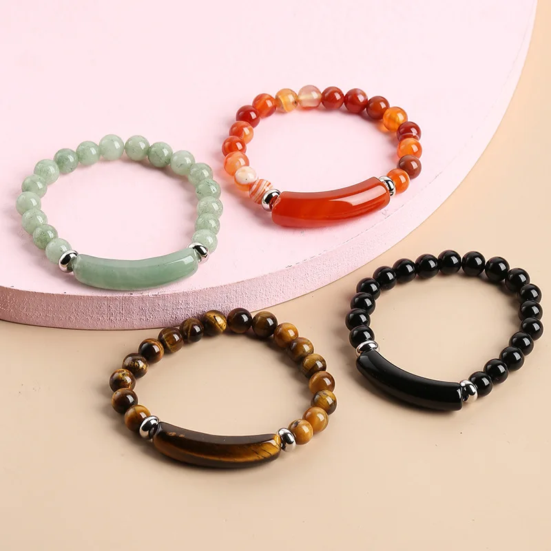 Hot selling wholesale rose quartz green aventurine tiger eye natural stone beads bracelet fashion jewelry