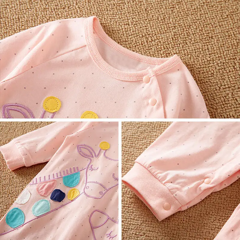 Wholesale Factory Direct Sales Newborn Baby Girl Cute and Sweet Cartoon Giraffe Pattern Baby Clothes