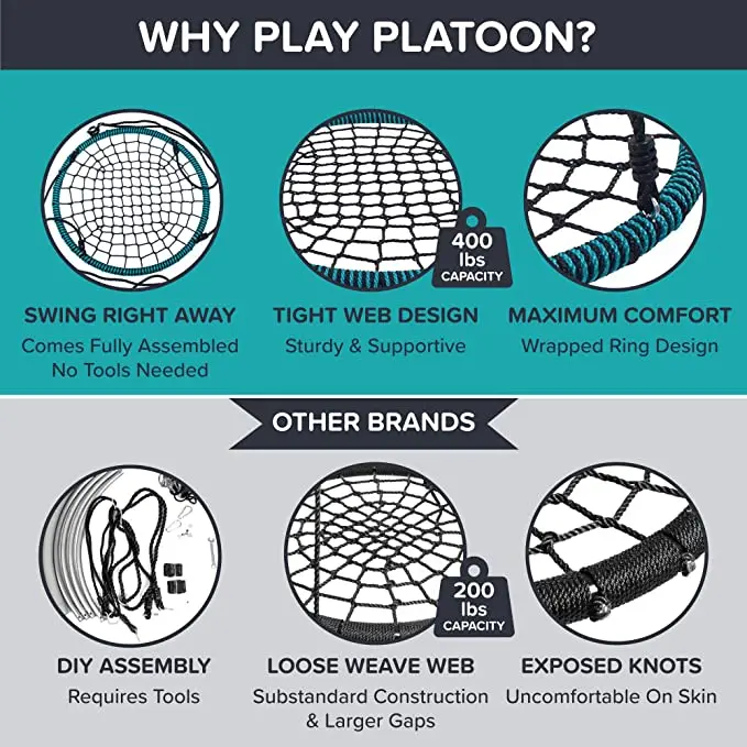 Zoshine Best Selling Patio Round Swing Fly Saucer Tree Swing Chair Spider Web Swing 2 Person