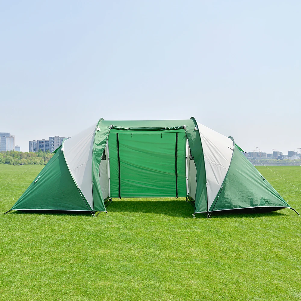 Glamping Tunnel Tent 3 Rooms Waterproof Large Family Outdoor Camping Tents