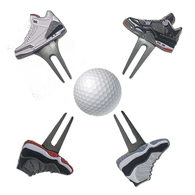 Лидер продаж, дизайн обуви, алюминиевый инструмент для гольфа, простой цвет, изогнутый металл, лазерная гравировка логотипа, инструмент для ремонта