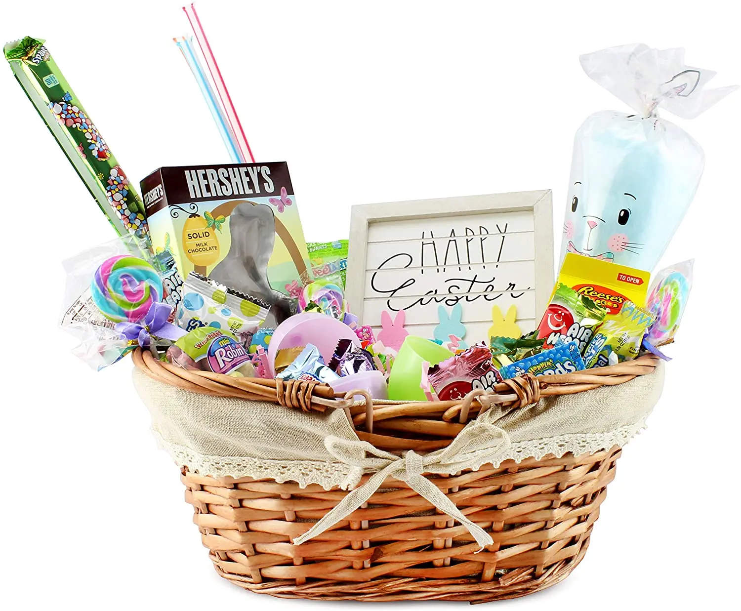 Wicker Basket with Handles for Easter, Picnics, Gifts, Home Decor and More, 13 x 10 x 6 Inches