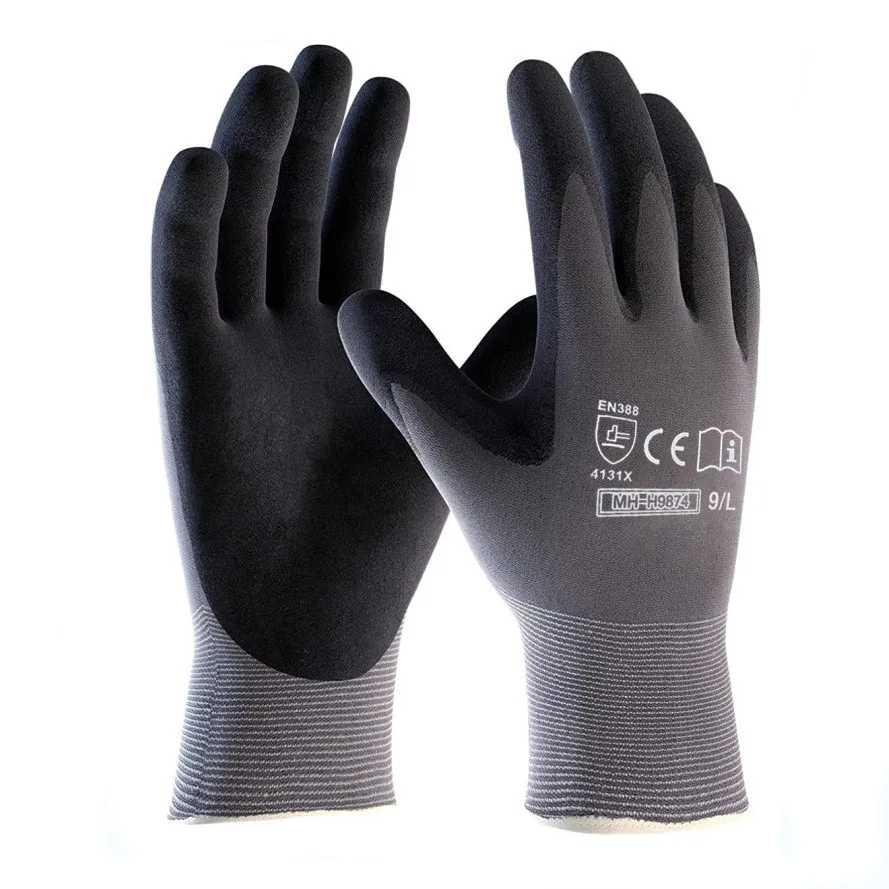 Safety Work Gloves for Men,Seamless Knit Nylon Glove with Breathable Foam Latex Coated Nitrile Coated Gloves
