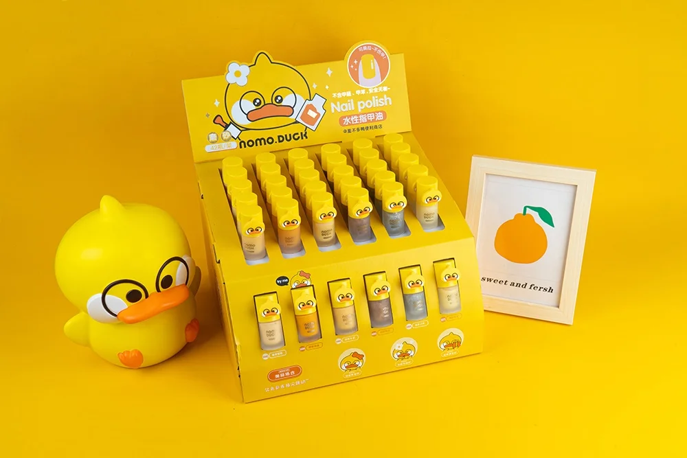 Фея подарок; Новое поступление; Обувь с милым желтым утенком; Лак гель-лак для ногтей с нетоксичные безвкусный, снимающаяся, без выпечки быстрая сушка ногтей 6 видов цветов